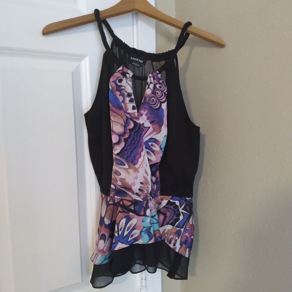 bebe multi color tang top size small